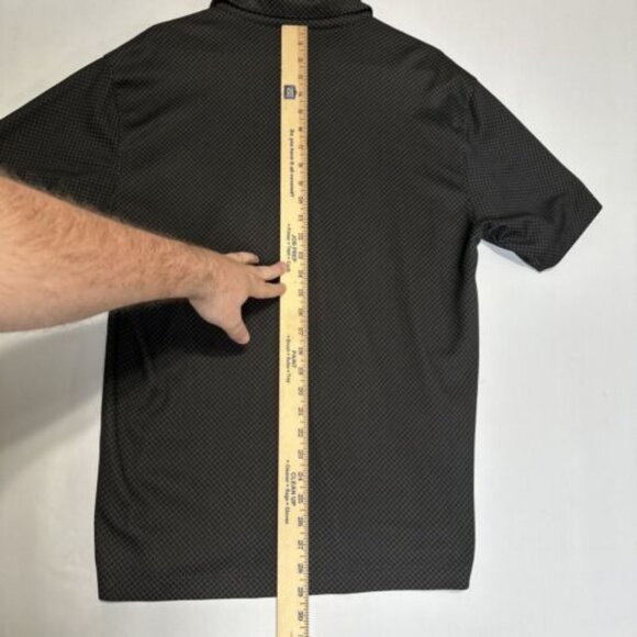 Nike Shirt Men’s Large Black Golf Polo Dri-Fit Stretch  All-Over Print EUC - Picture 7 of 7